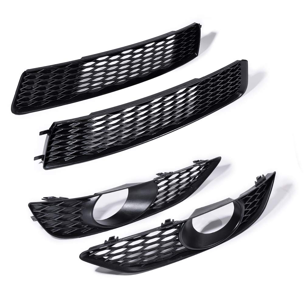 AstraDepot Set Front Upper Lower Bumper Fog Light Mesh Grilles Compatible with 2010-2015 Audi Q7 S-line (Matte Black, 4PCS)