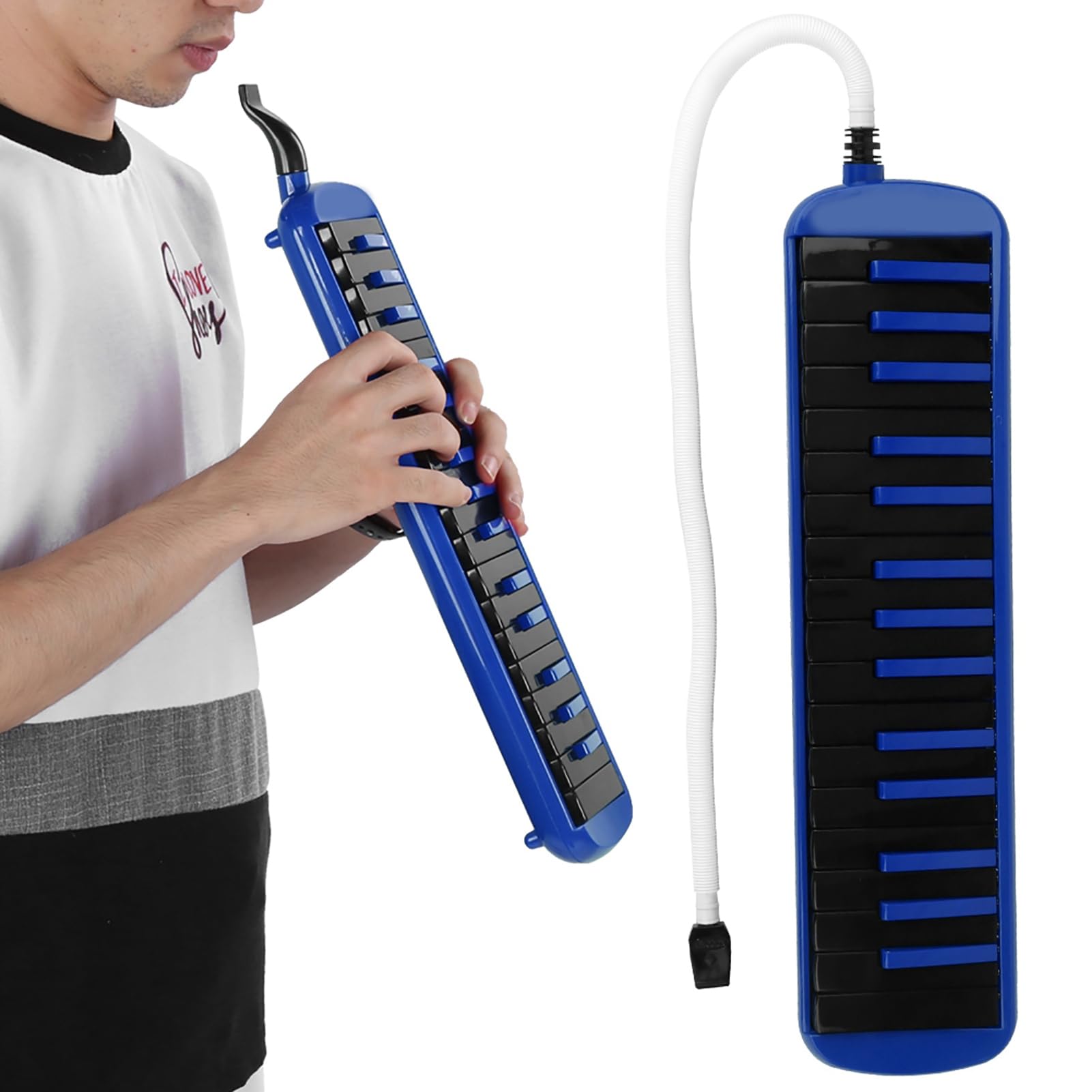 Melodica - Strumento musicale a a 32 tasti, design ergonomico, borsa da allenamento per principianti F32s (blu)
