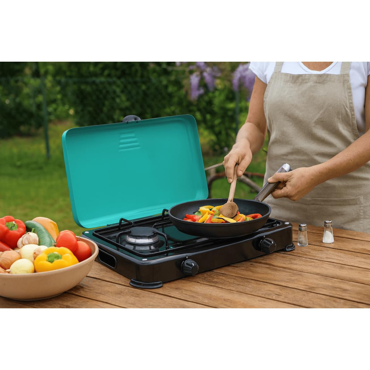 INTEC - Réchaud à gaz 2 feux 3200W Brûleurs et Grille en fonte amovibles - Plaque de Cuisson 2 feux GOLD II
