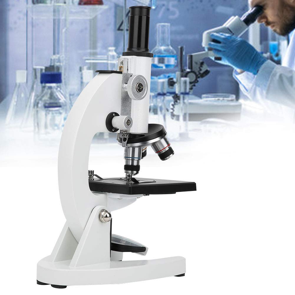 Hyuduo Microscopio Monocular con Cuerpo de Hierro y ABS, Aumento de 40X a 640X, Oculares WF10X WF16X, Microscopio Mecánico para Estudiantes de Educación de Laboratorio