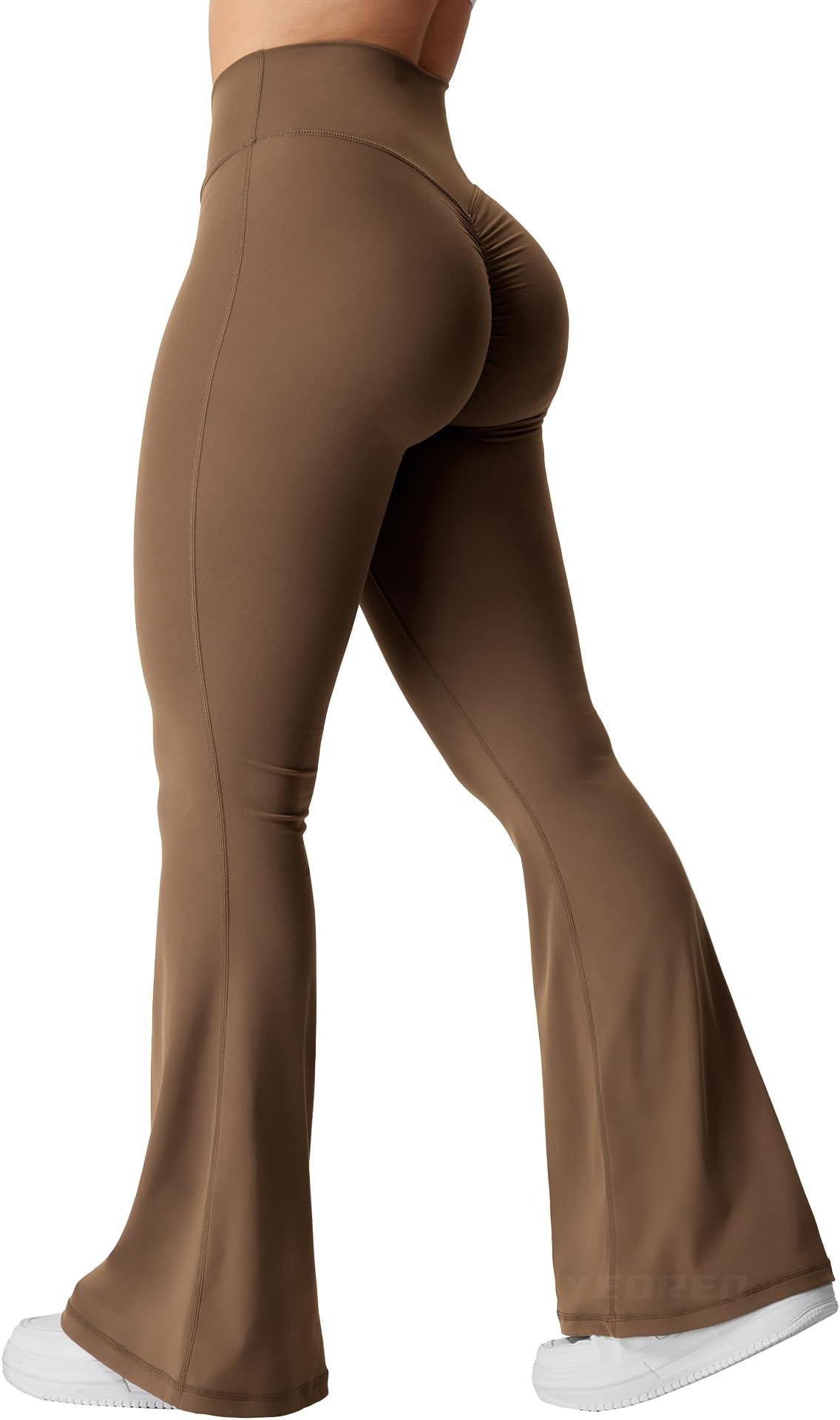 Kalie Flare Scrunch Leggings for Women V Cross Waist Bell Bottom Yoga Pants Tummy Control Bootcut Workout Leggings