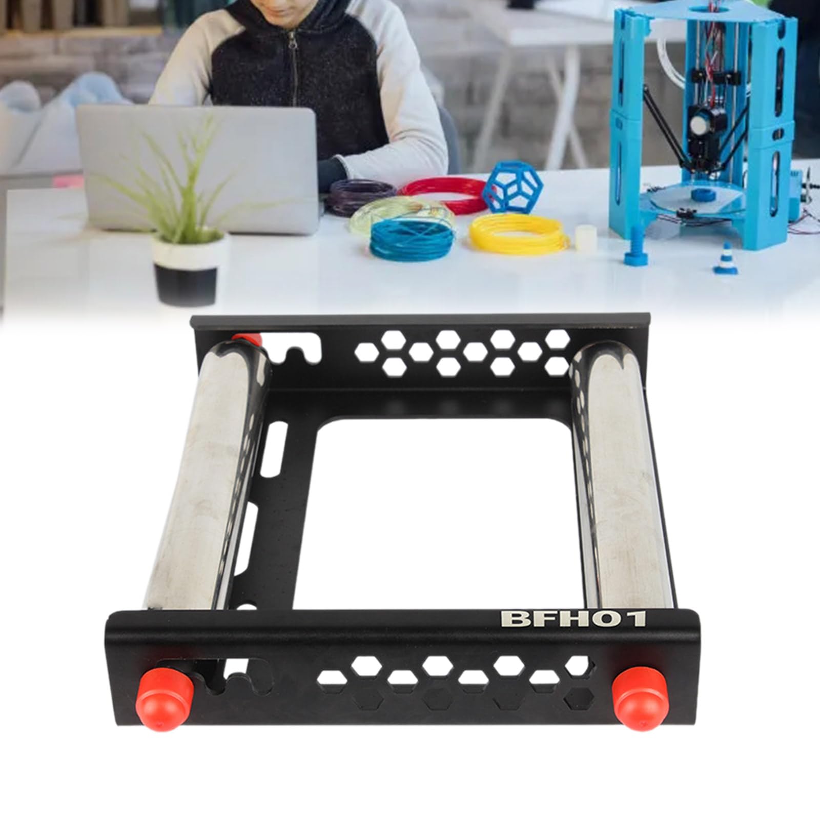 Soporte de bobina de filamento para impresora 3D, asientos fijos para materiales de impresión 3D ABS, PETG, bandeja de bastidor, consumibles, estantes, suministros de gran capacidad