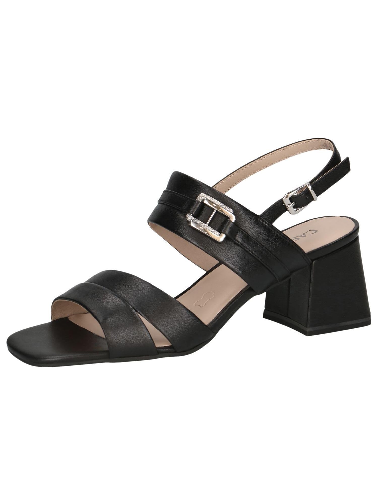 CAPRICE Women's Leather Heeled Sandals Elegant, Black (Black Nappa), 7.5 UK