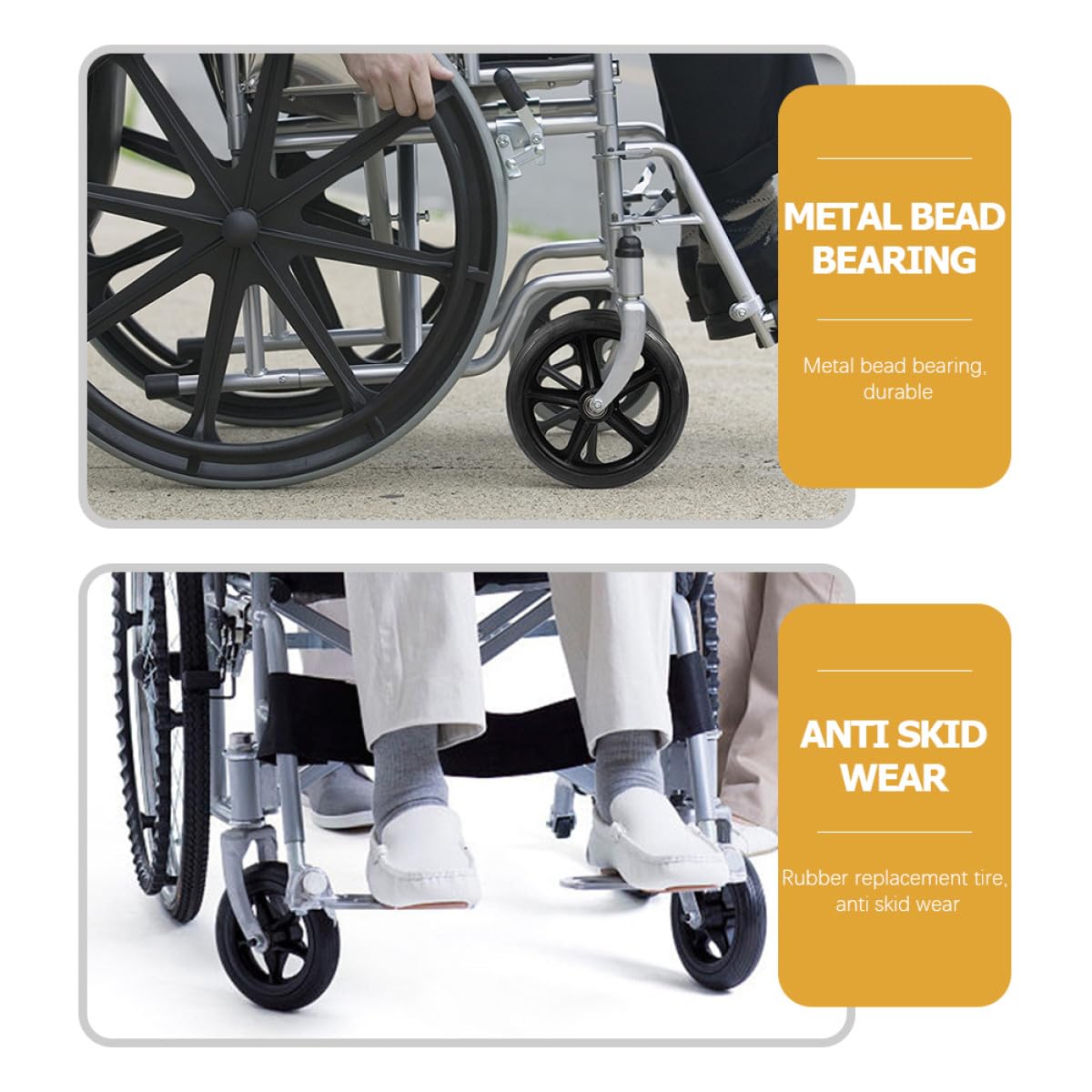 Rueda Delantera Práctica para Andador y Silla de Ruedas, Accesorio Abs Resistente, Silenciosa y Duradera, Paquete de 2 Piezas para Reemplazo Fácil