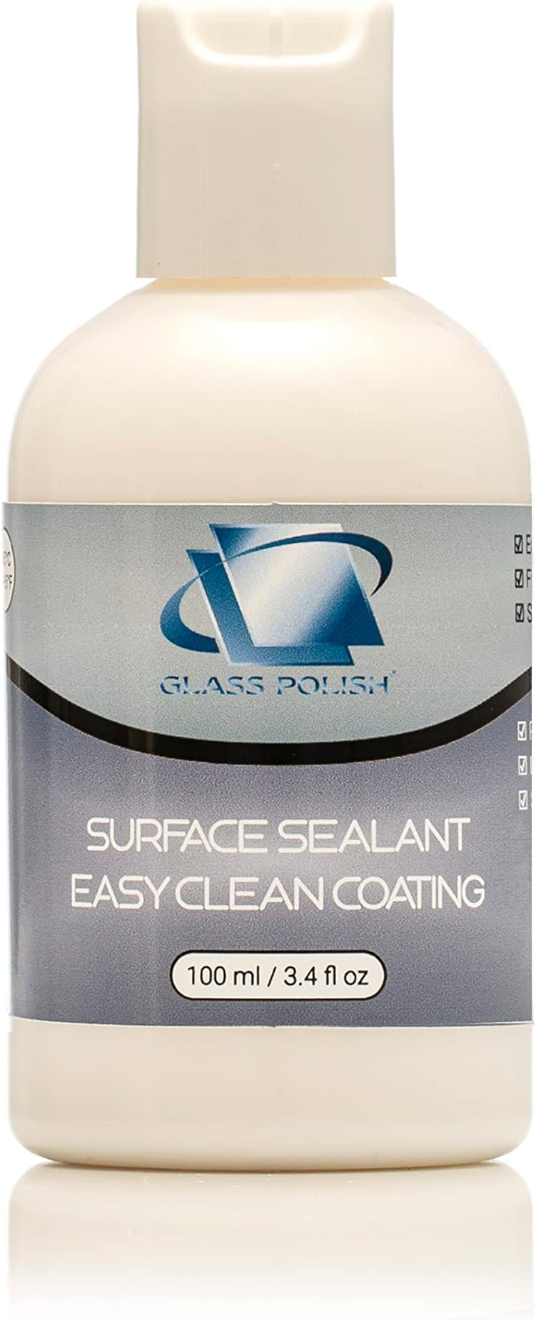 Glass Polish 3.4oz (100ml) Surface Sealant, Easy Clean Coating and Water Repellent for Glass, Plastic, Plexiglas, Metal, Chrome and Car Headlights - GP14112