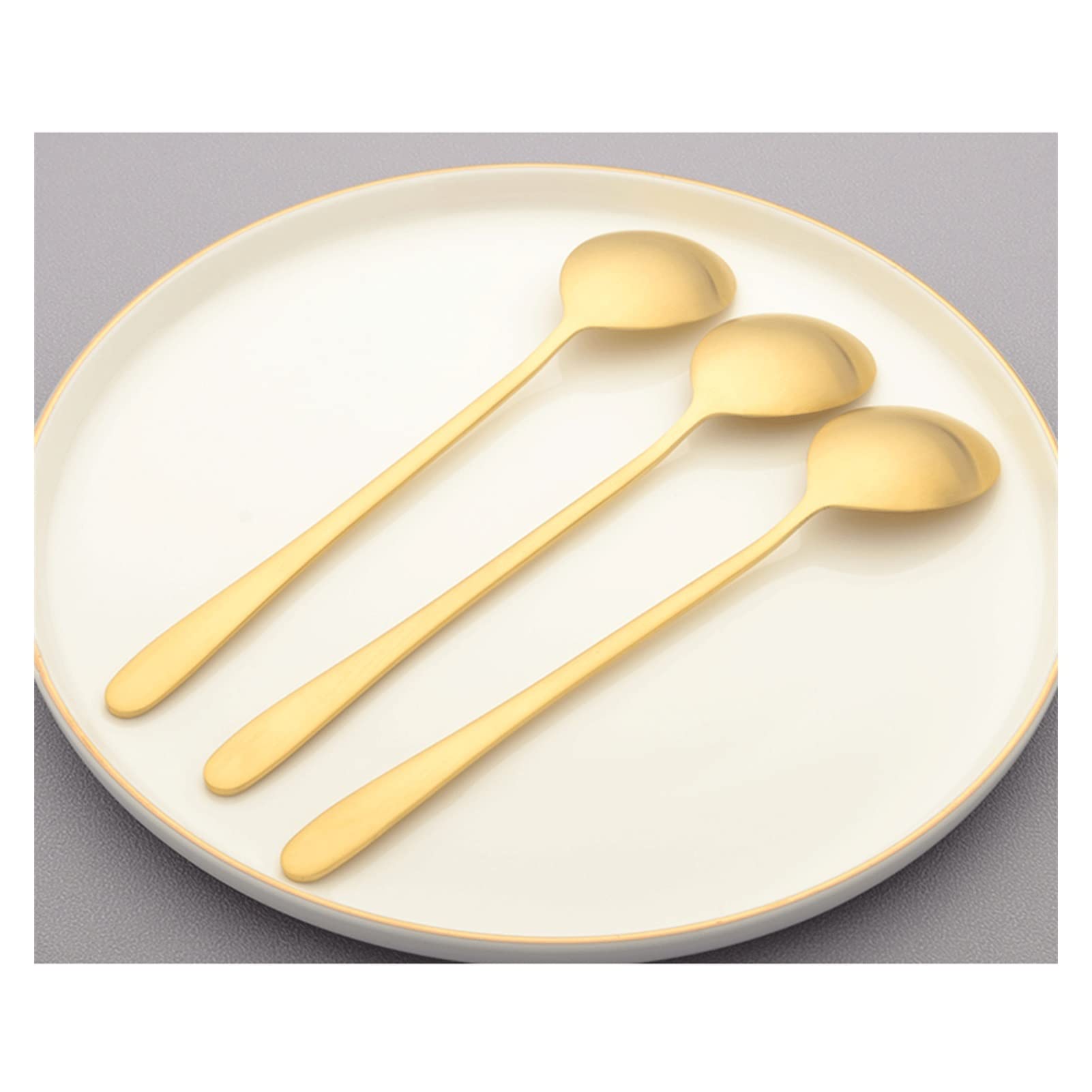 TOMYEUS Cucchiai Cinesi 3 Pacchetti Domestici in Ottone a Mano Lungo Cucchiaio glassato for pasto Principale Cucchiaio da Mangiare Alimentare Cucchiai da minestra (Color : 3 PCS)