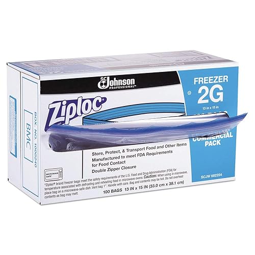 Miniatura 2 de Ziploc 682254 - Bolsa comercial resellable para congelador, cremallera, 2 galones, 13 x 15 1/2, transparente, 100/caja