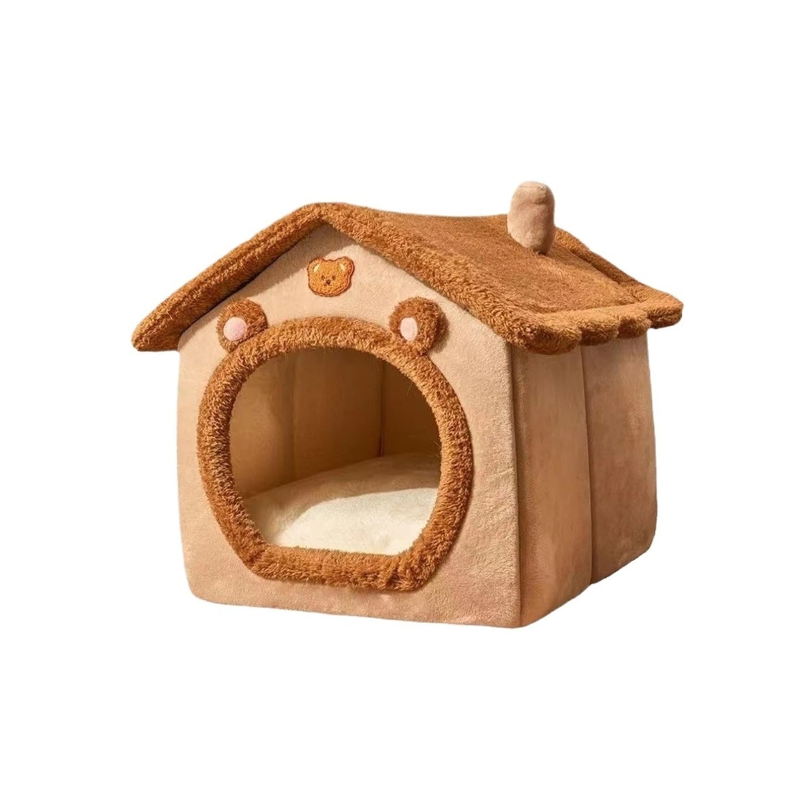 Panier lit pour animal domestique peluche marron grand confort quatre saisons