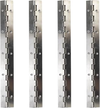 Door Hinges, 4Pcs Stainless Steel Continuous Hinge with Holes,9.8" Continuous Piano Hinge for Cabinet,Boat Door,Storage Box