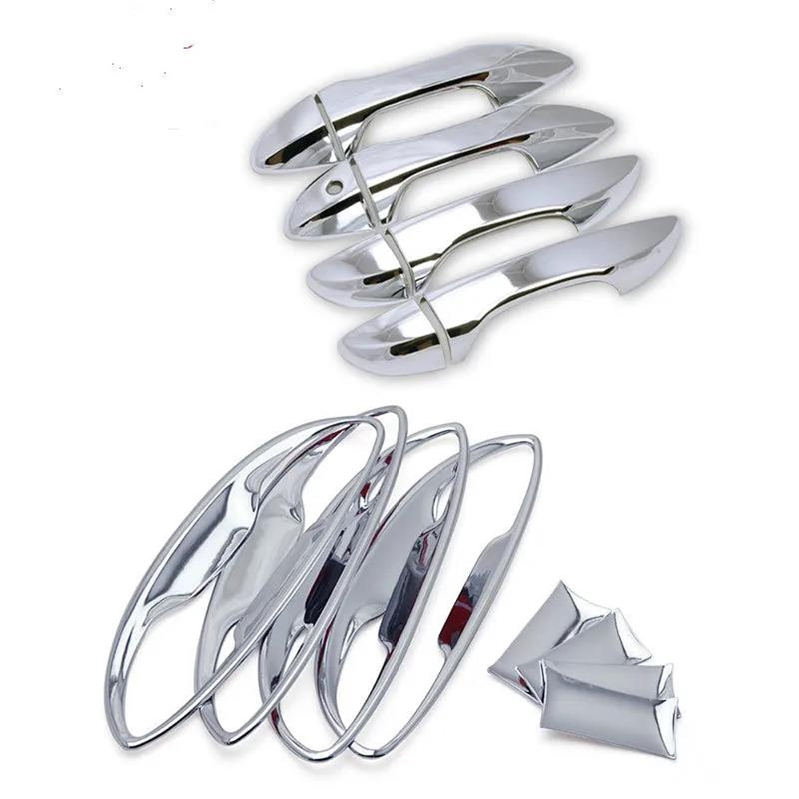 Nmjlqw Silver Handle- Bowl Exterior Decoration Glossy Black Chrome Car Door Handle Cover Bowl Trim Styling Accessories For Corolla For Altis 2014-2018(Silver Handle- Bowl)