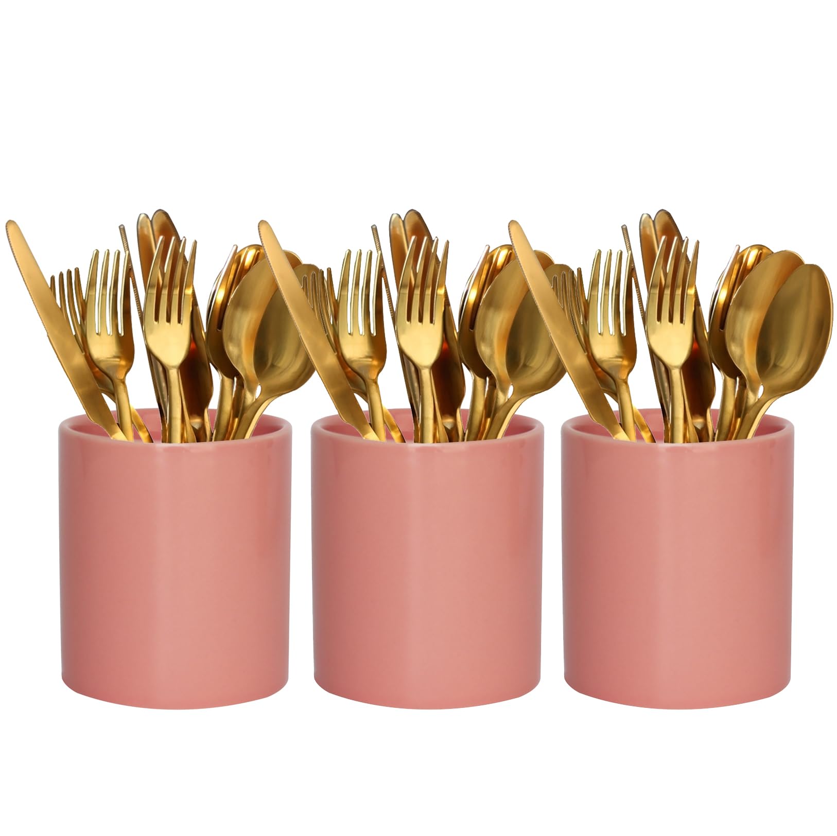 Photo 1 of *Missing/Broken piece* Utensils Holder,Caddy Cutlery Holder Silverware, Utensils Organizer Elegant Pink Porcelain, Spoon Holder for Party Tableware Holder for Kitchen Table, Cabinet
