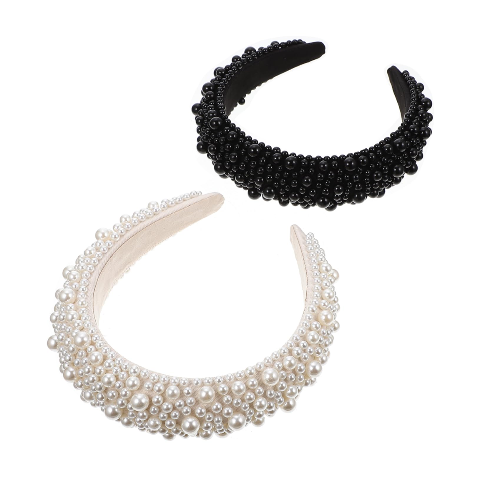Diadema de Perlas de Espuma Ancha Perlas Grandes, 2 Piezas | Cintillos Pelo Mujer, Diseño Creativo de Perlas para Maquillaje y Adorno Diario