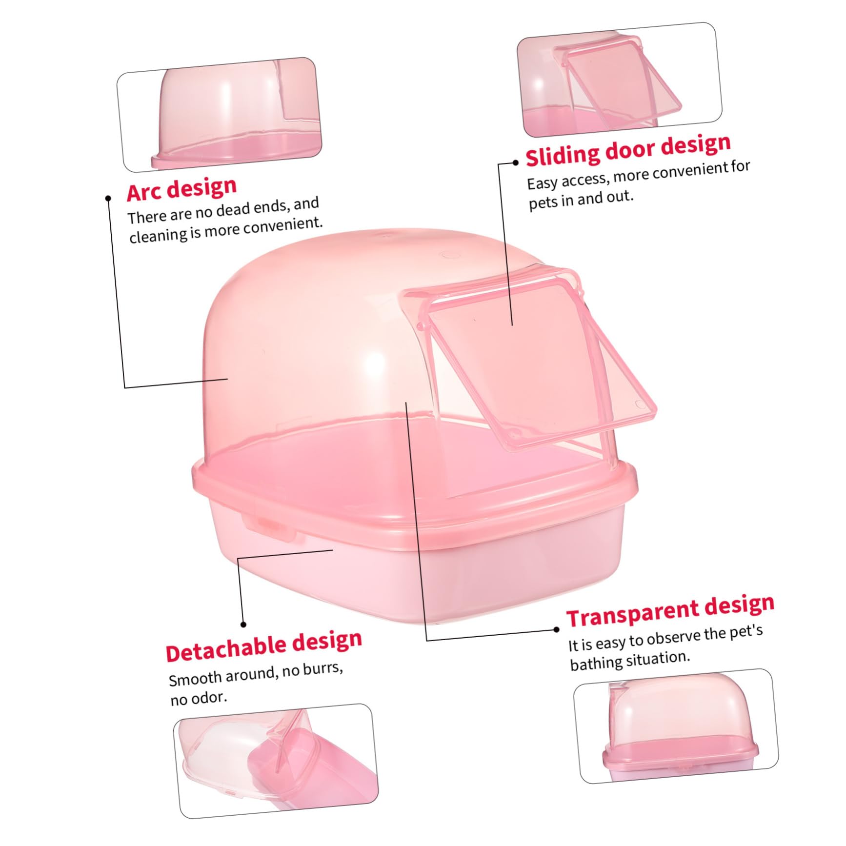 WOONEKY Chinchilla Sand Bath House for Pets Plastic Hamster Bathtub with Smooth Edges for Safe Bathing and Playing for Gerbils Hedgehogs and Dwarf Hamsters - Image 3