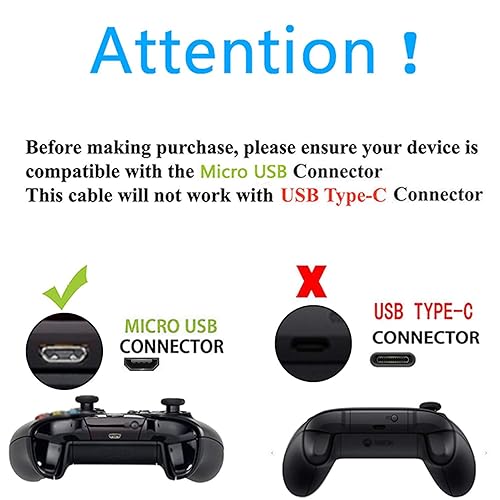 Miniatura 6 de Replacement USB Charger Charging Cable for Xbox One S X Controller, Micro USB 2.0 Play Data Sync Charger Cord (9FT)