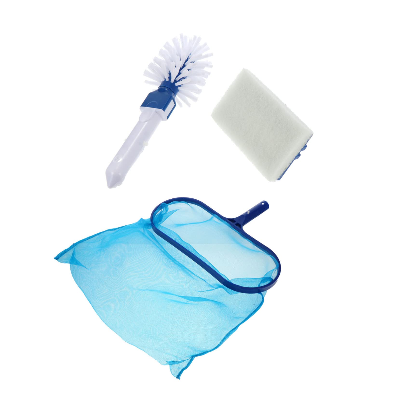 Effortless Pool Cleaning Leaf Skimmer Net Brush Set Wall Brush Fine Mesh Net and Pole 5-in-1 Kit for Spa Hot Tub Pond Pool