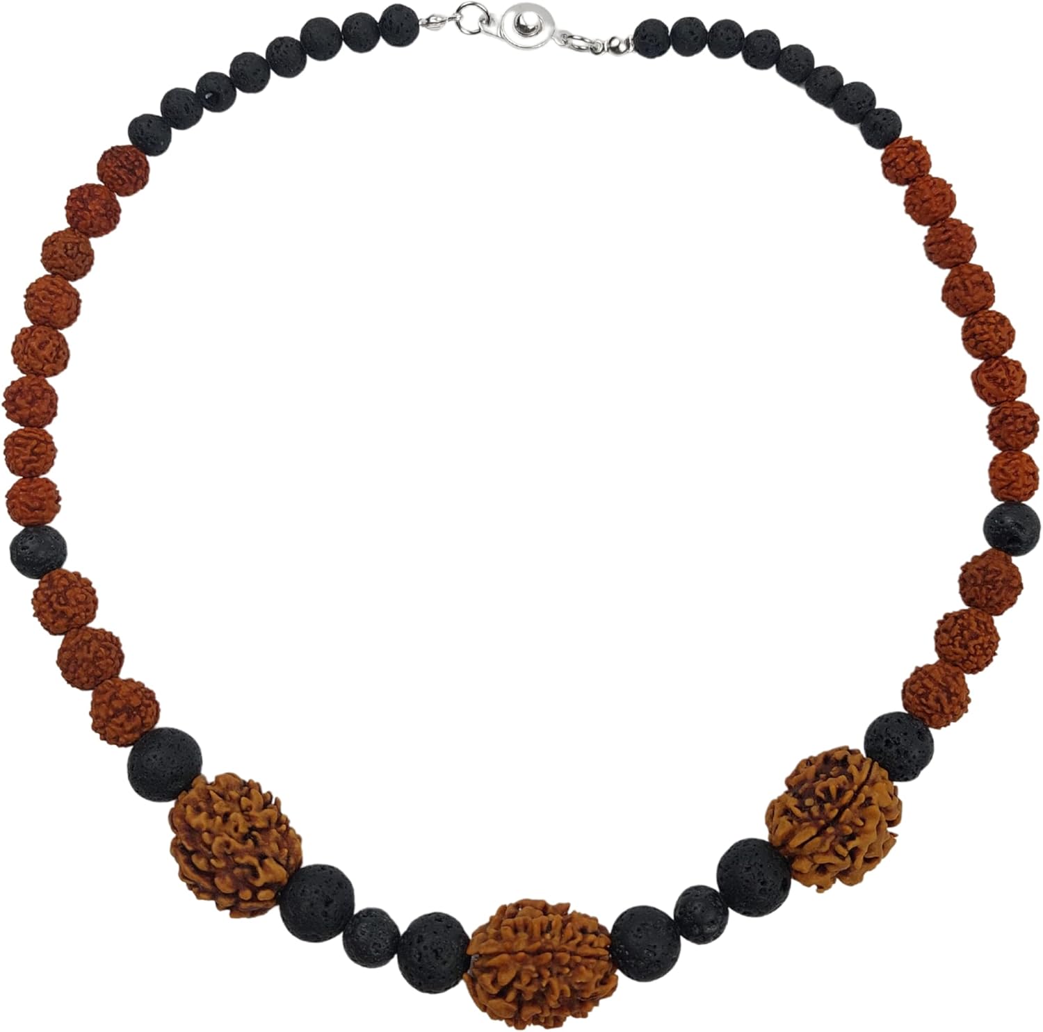Energized Rudraksha Shiva Necklace - HANDMADE, Hindu Meditation Mala with Original 5 and 3 Mukhi Face Rudraksh Beads, Negative Energy Protection Jewelry for Men and Women