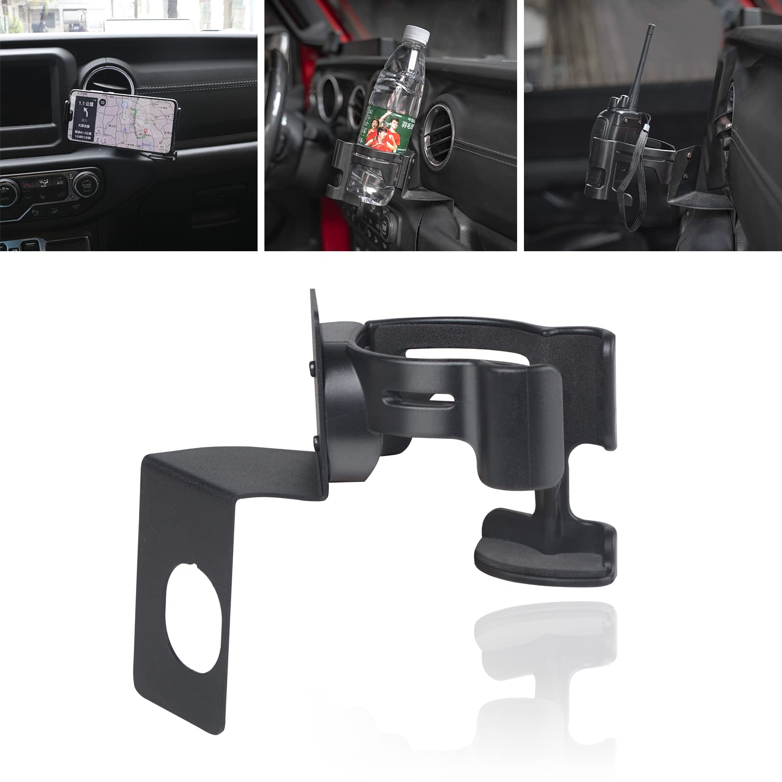 Riasdy JL Mount Drink Cup Holder Multi-Function 2 in 1 Bolt-on Stand Bracket Organizer for 2018-2023 Jeep Wrangler JL JLU/Gladiator JT, Interior Accessories, Black