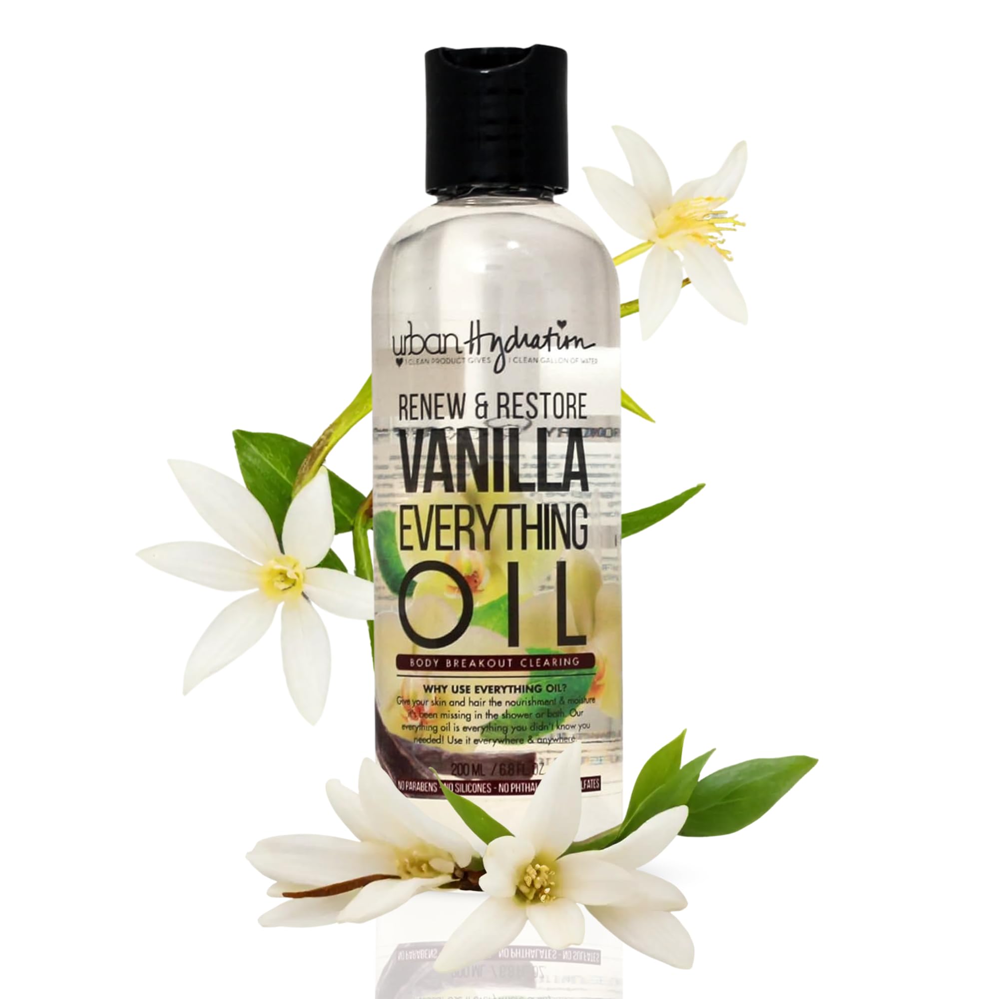 Urban Hydration Renew & Restore Vanilla Everything Oil |Sulfate, Paraben, Gluten and Dye Free, Improves Overall Appearance of Skin | 6.8 Ounces