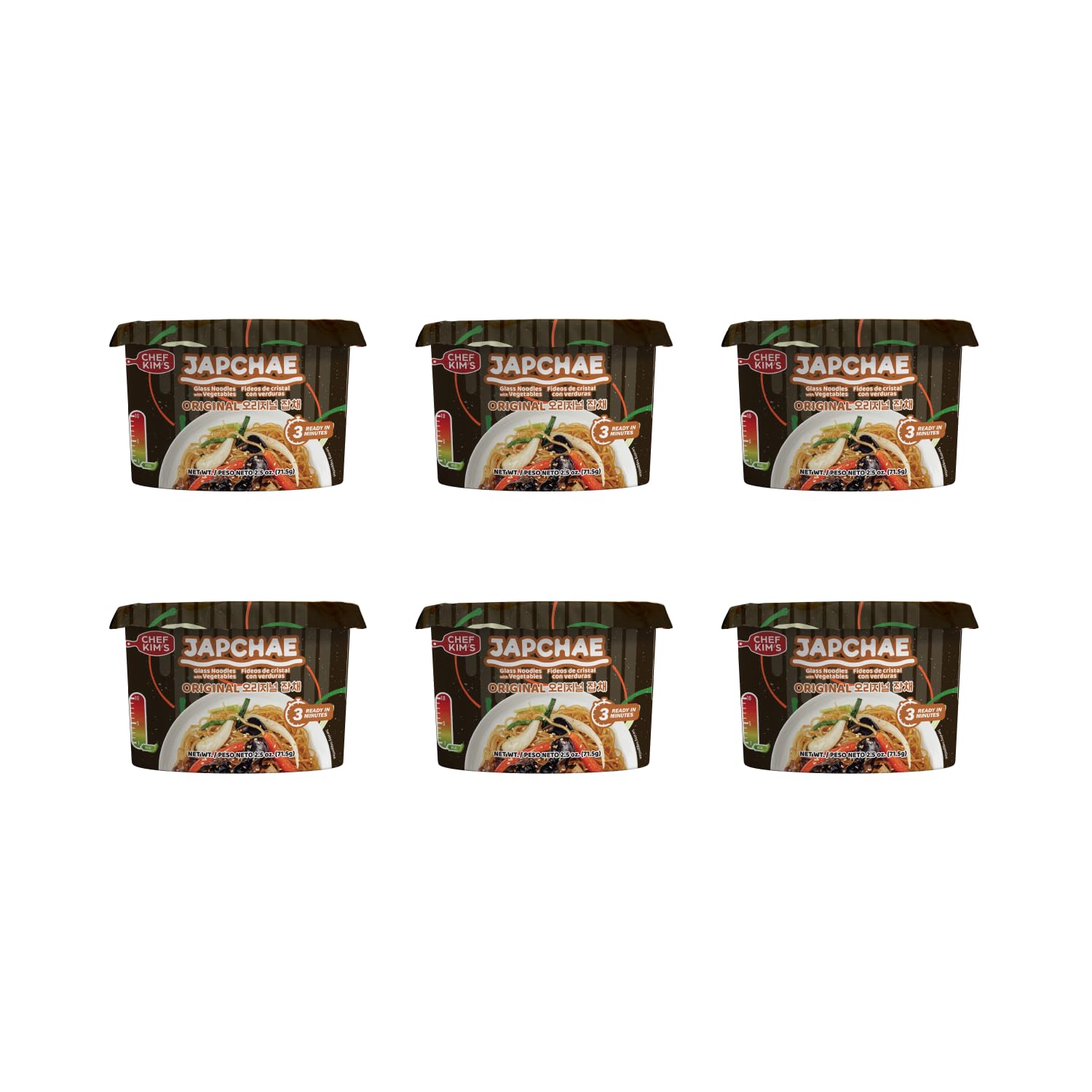 Chef Kim's, Japchae Korean Glass Noodles with Vegetables, 6 Bowls (6 Bowls, Original)
