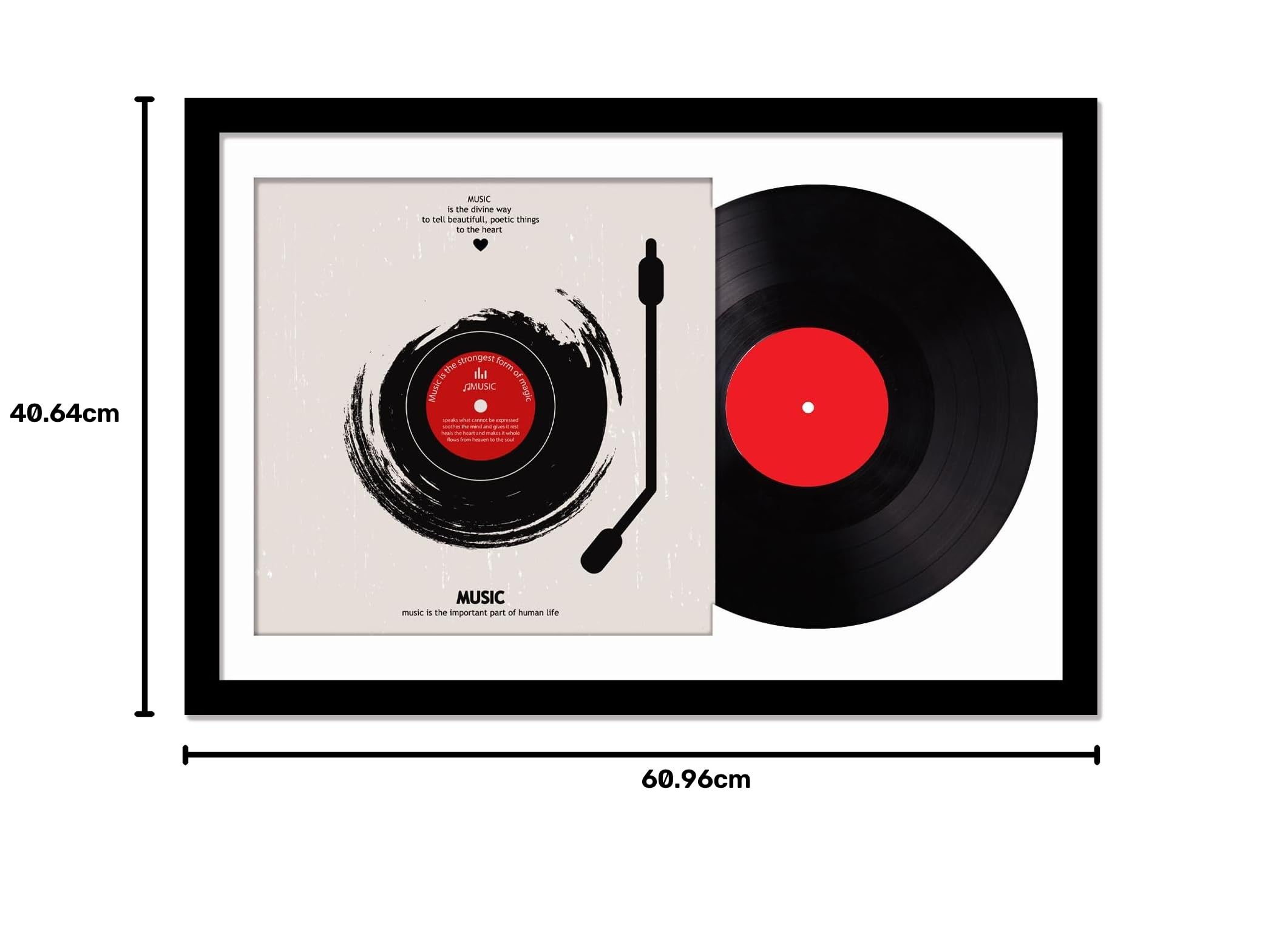 Fxojyvo Cornice per dischi in vinile per la copertina dell'album da parete, cornice nera 40,6 x 61 cm per qualsiasi disco LP da 30,5 cm con custodia, 1 confezione/nero