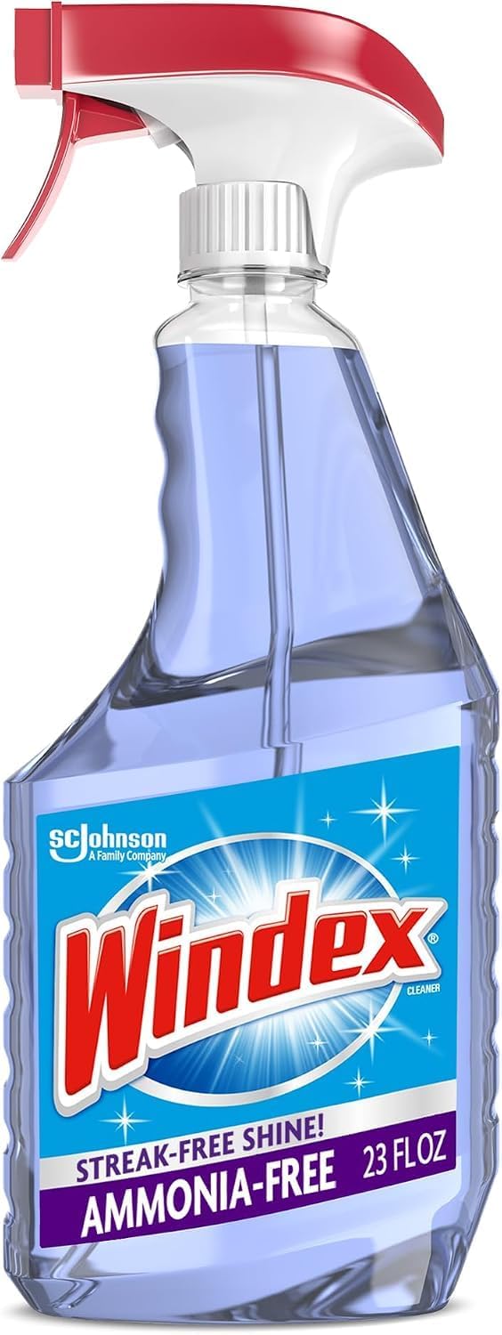 Windex Glass and Window Cleaner Spray Bottle, Ammonia Free, Packaging Designed to Prevent Leakage and Breaking, Surface Cleaning Spray, Crystal Rain Scent, 23 Fl Oz