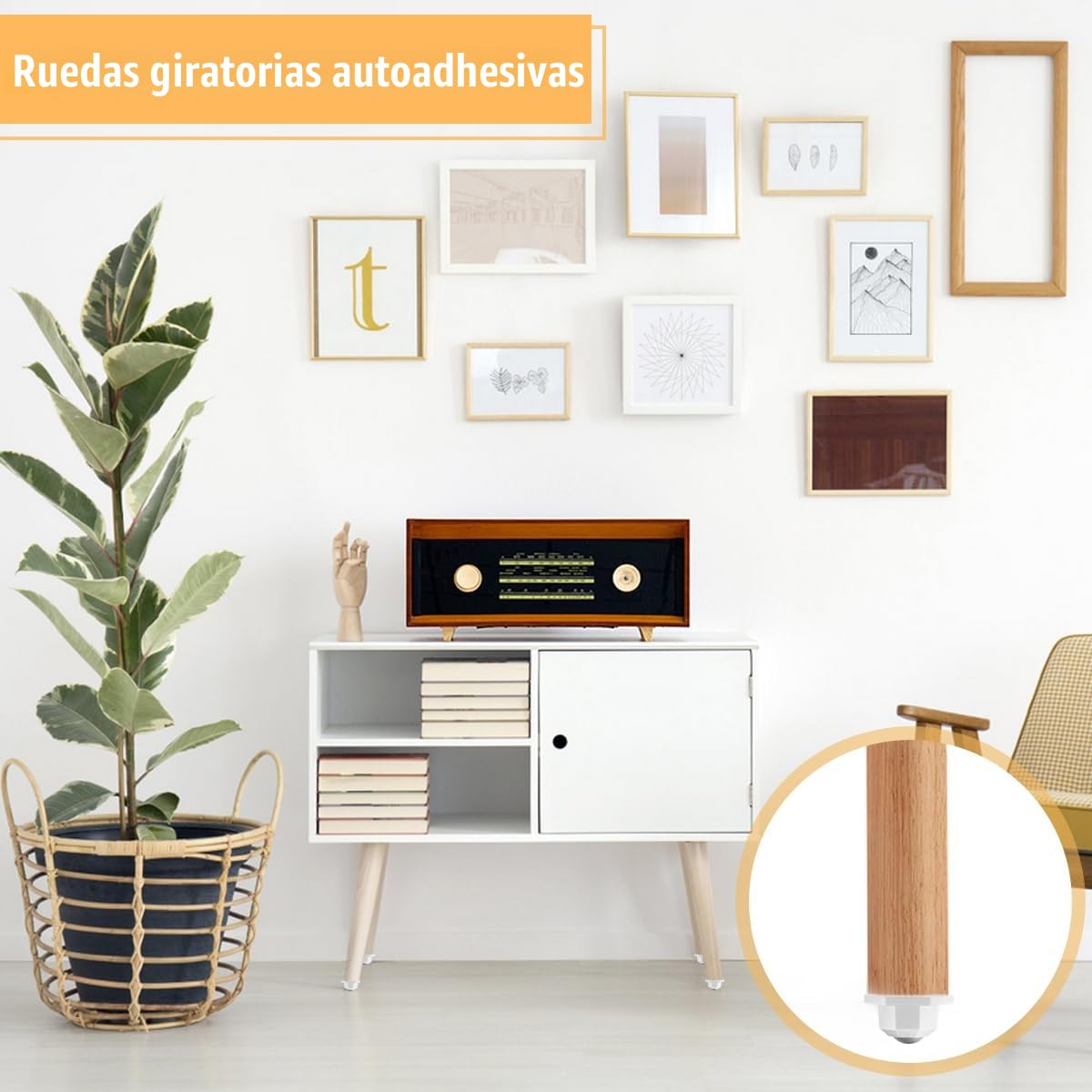Ruedas de Bola 20mm Autoadhesivas para Muebles, Ruedas Giratorias Pequeñas para Electrodoméstico Sofá Armario (Blanco)