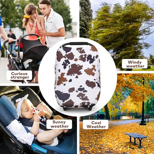 Image of Rquite All-in-1 Car Seat Cover Baby, Carseat Covers for Girl Boy, Stretchy Soft Infant Car Seat Cover, Multi-use Baby Carrier Cover, Car Seat Canopy, Stroller Sun Shade, Nursing Breastfeeding Cover