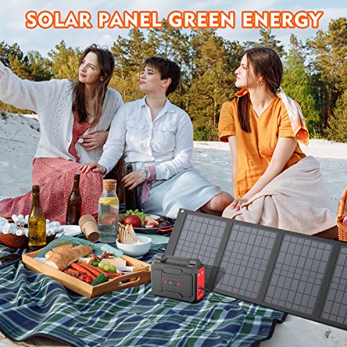 Apowking 40W Portable Solar Panels, Foldable Solar Panel Charger For 100-300W Portable Power Station, With Adjustable Kickstands, Dc 12-15V Output, Usb 3.0 Port For Camping Van Rv Trip #TOP6