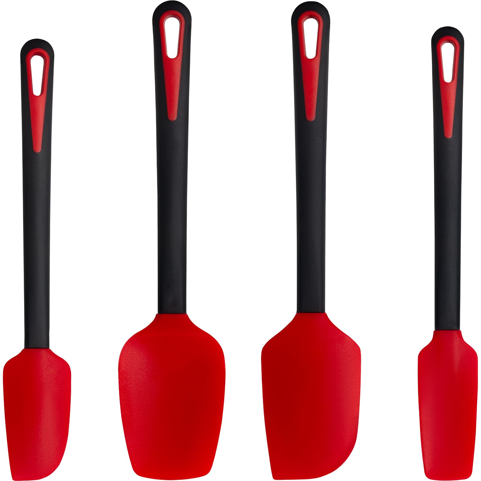 MAXJOYSilicone Spatula Set for Cooking Baking & Mixing, Heat Resistant Food Grade, 4 Pack Red and Black