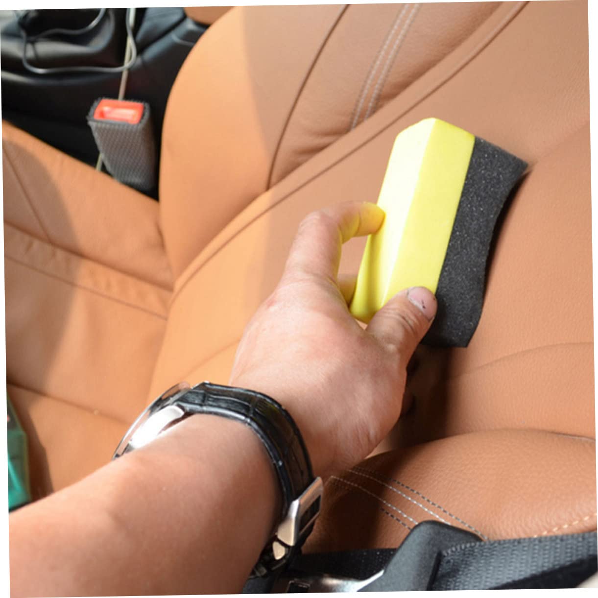 50piezas Esponjas De Aplicación para Cera De Neumáticos Herramienta De Limpieza Interior De Coche para Lavado y Pulido De Superficies