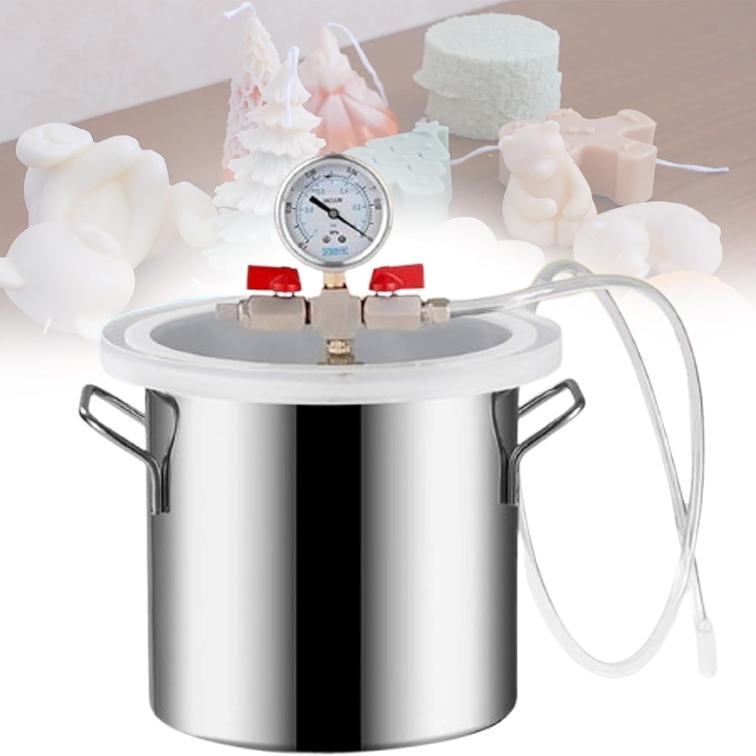 KJZQXYX Vacuum Degassing Chamber,with Transparent Acrylic Lid,for Epoxy, Plaster, Silicone Stabilization (12L)