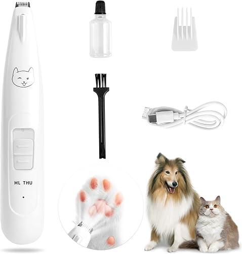 PUET Recortadora de patas de 2 velocidades para perros, de bajo ruido, inalámbrica, eléctrica, recargable, para perros pequeños y gatos, pelo