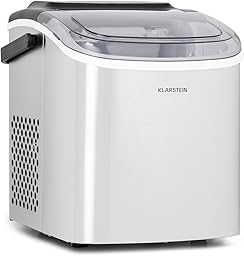 Klarstein Eiswürfelmaschine für Zuhause Camping Gastro, Schnelle Mini-Eiswürfelmaschine Klein, Profi Eismaschine für Große & Kleine Eiswürfel, Selbstreinigend, 1,3L Wassertank, 12kg Eis in 24h