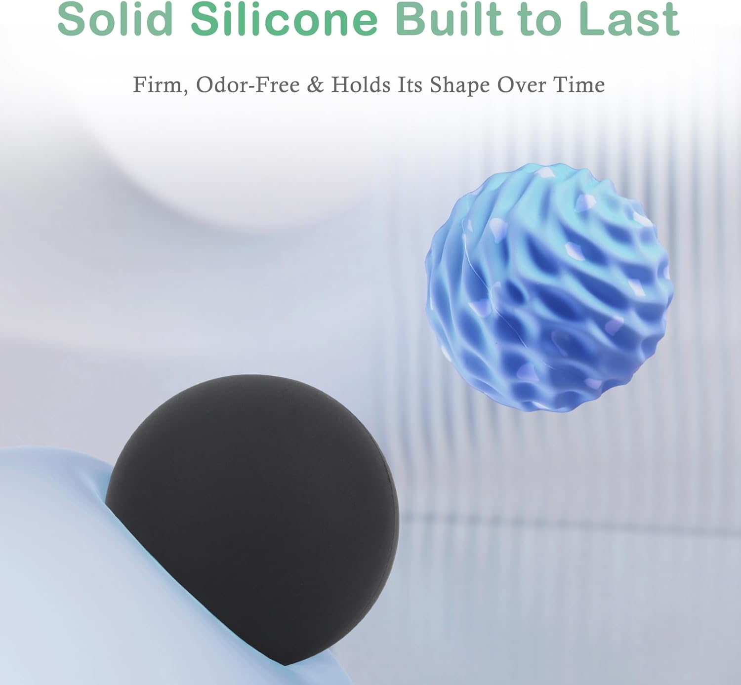 Massage Balls, 2 Pack Firm Silicone Massage Ball Set (Smooth & Textured, 3.54" & 3.22"), Muscle Relaxation, Trigger Point & Myofascial Release for Back, Neck, Shoulder & Foot