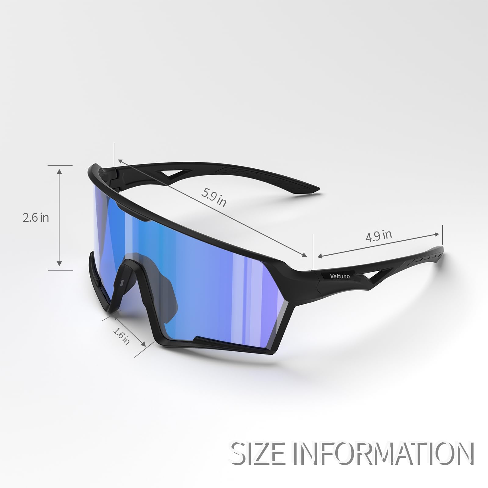 Occhiali da sole fotocromatici da ciclismo, unisex, protezione UV, occhiali da sole sportivi per baseball, corsa, guida (montatura nera/lenti blu ghiaccio Revo)