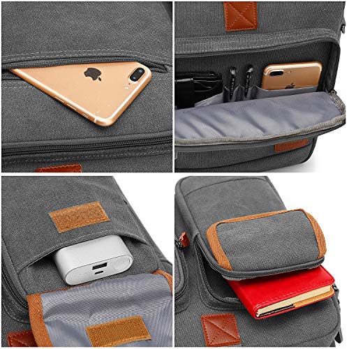 CoolBELL 15.6 Inch Laptop Bag Canvas Briefcase Protective Messenger Bag Shoulder Bag for Laptop/Ultrabook/Tablet/Men/Women/Business (Canvas Dark Grey)