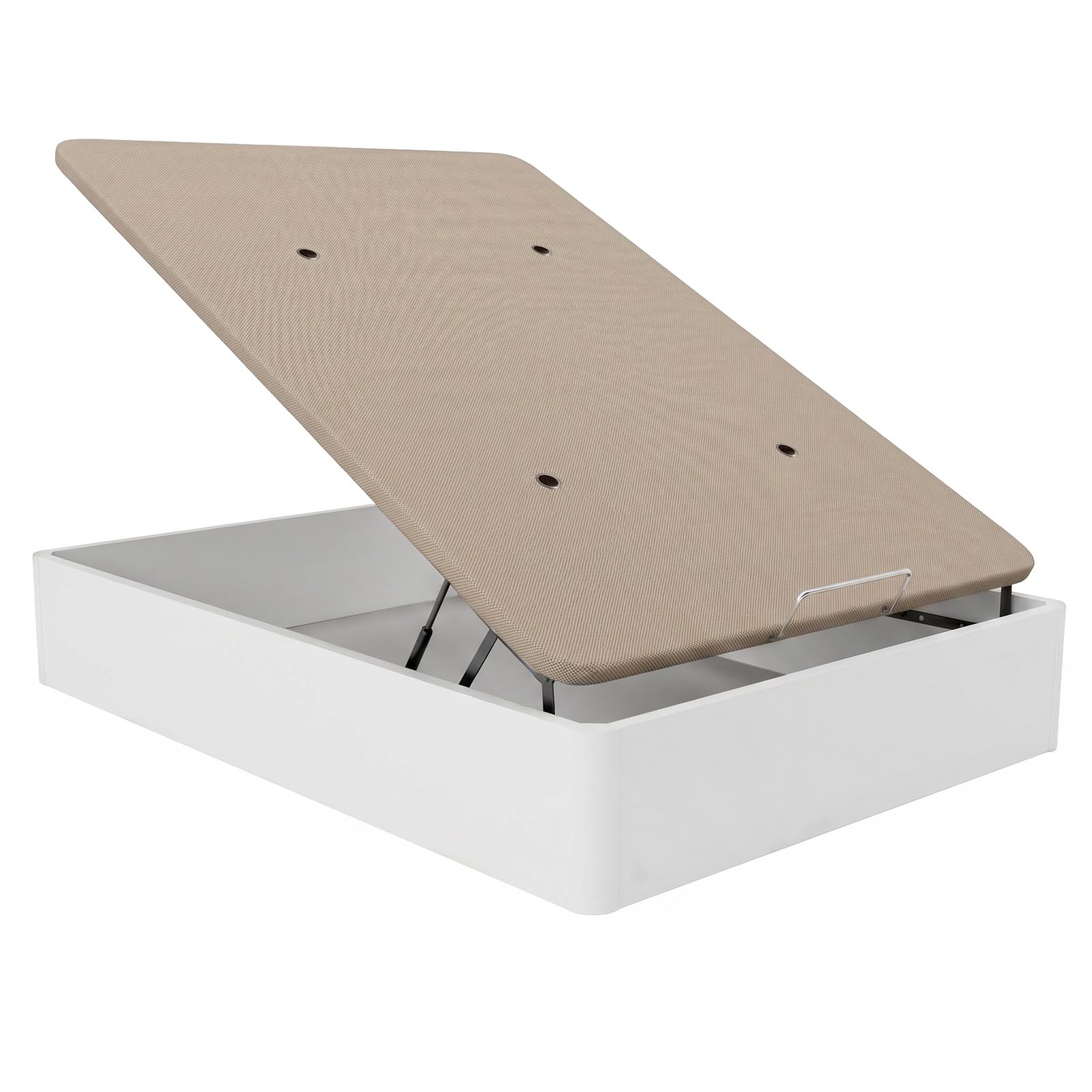 Somnia Descanso - Canapé Abatible 135x190 cm Blanco con Gran Capacidad, Base Reforzada de Alta Resistencia, Tapa Transpirable 3D y Subida a Domicilio Incluida