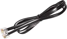Cabo de extensão telefônica de 9 m, cabo de linha telefônica RJ11 6P6C, macho para macho para telefones e fax, preto, 1 peça