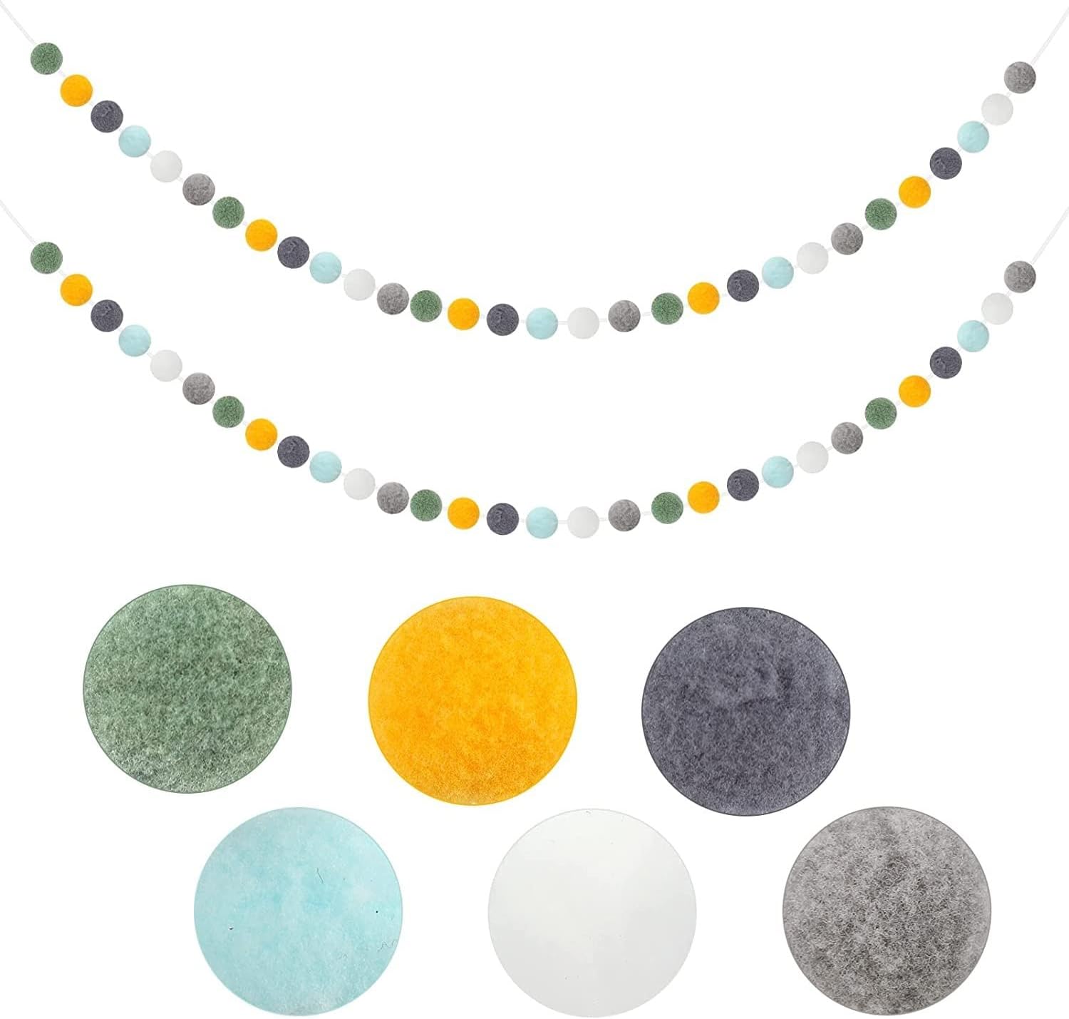 Glaciart One Pom Pom Garland Wool Felt Ball Garland 12 Feet, 40