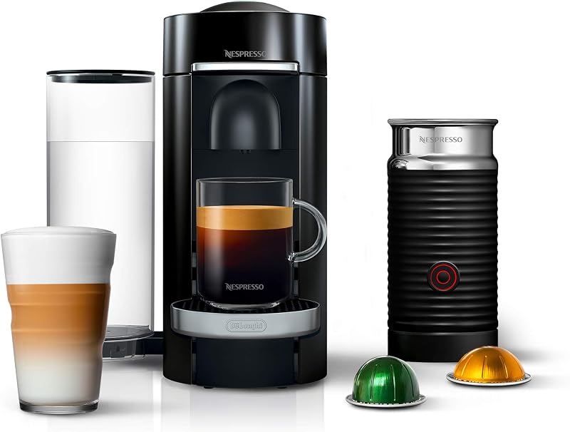 VertuoPlus Deluxe paquete de máquina de café y espresso con espumador de leche Aeroccino de De'Longhi, negro | Espumador de leche de De'Longhi