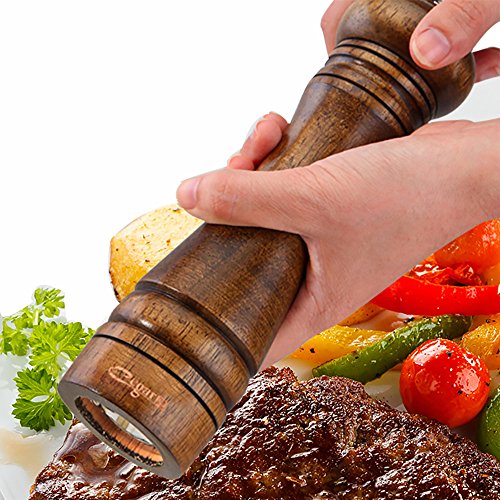 Topelec 8 Inch Klassieke Houten Zout en Peper Mill Massief Eiken Houten Peper Molen met Sterke Verstelbare Keramische… - Image 6