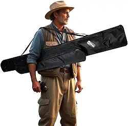 Capa Porta Varas Vários Tamanhos Pesca Profissional Organizada com Alça de Lado Bolso Externo Carretilhas Molinete Linhas Iscas Anzol Tralha