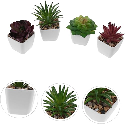 Miniatura 2 de IMIKEYA 4 piezas de bonsái simulado en miniatura en maceta, decoración de plantas decorativas en maceta, plantas artificiales en maceta, decoración