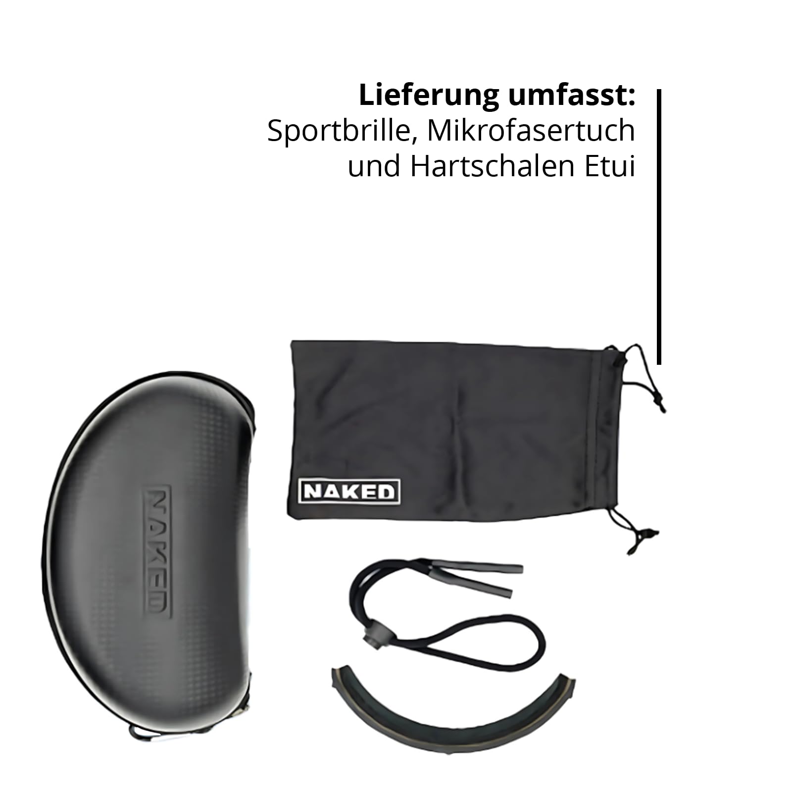 NAKED Optics FALCON Sportbrille Herren, Fahrradbrille Damen, Sport Sonnenbrille mit UV Schutz, magnetisches Schweißband, wechselbare Gläser