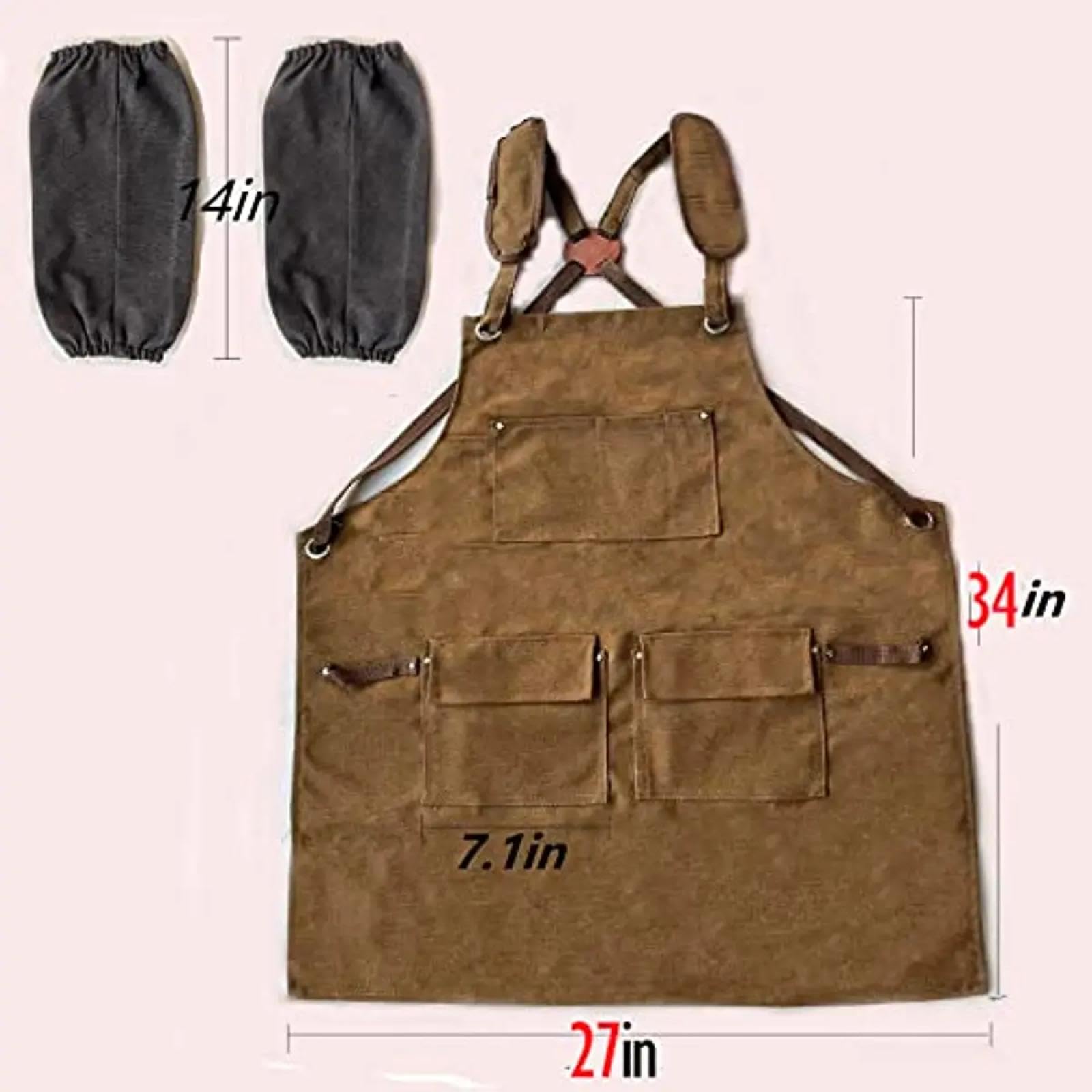 Delantal Cocina Baberos Delantal De Lona Gruesa Limpieza Impermeable Carpintería Mecánico Carpintero Electricista Jardinería Industria Pesada Conjunto De Delantal