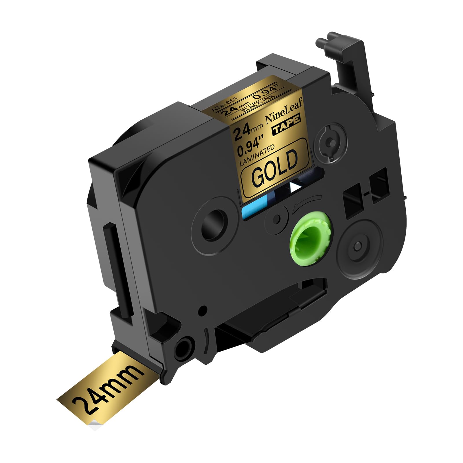 NineLeaf 50x TZe‑851 TZe TZ Etikettenband Kompatibel mit Brother P‑Touch TZe851 TZ‑851 AZe851 24 mm x 8 m Bänder Laminiertes Schwarz auf Gold Schriftband für Brother P touch PT‑D600 D800W E500VP