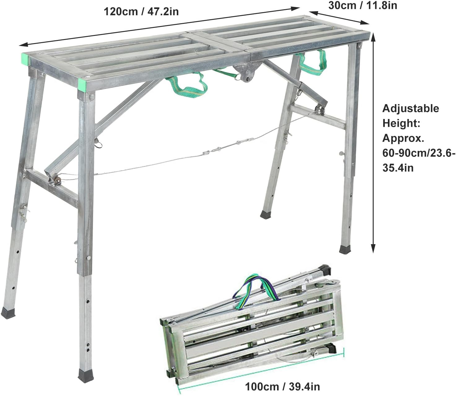 Adjustable Work Zinc Plated Aluminum Alloy Portable Folding Aluminum Step Ladder