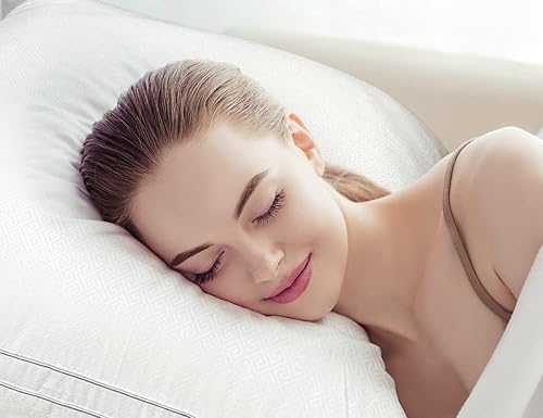 Miniatura 7 de Hotel Collection - Juego de 2 almohadas Queen de firmeza media de 20 x 28 pulgadas, almohadas de hotel en relieve blancas rellenas de plumón