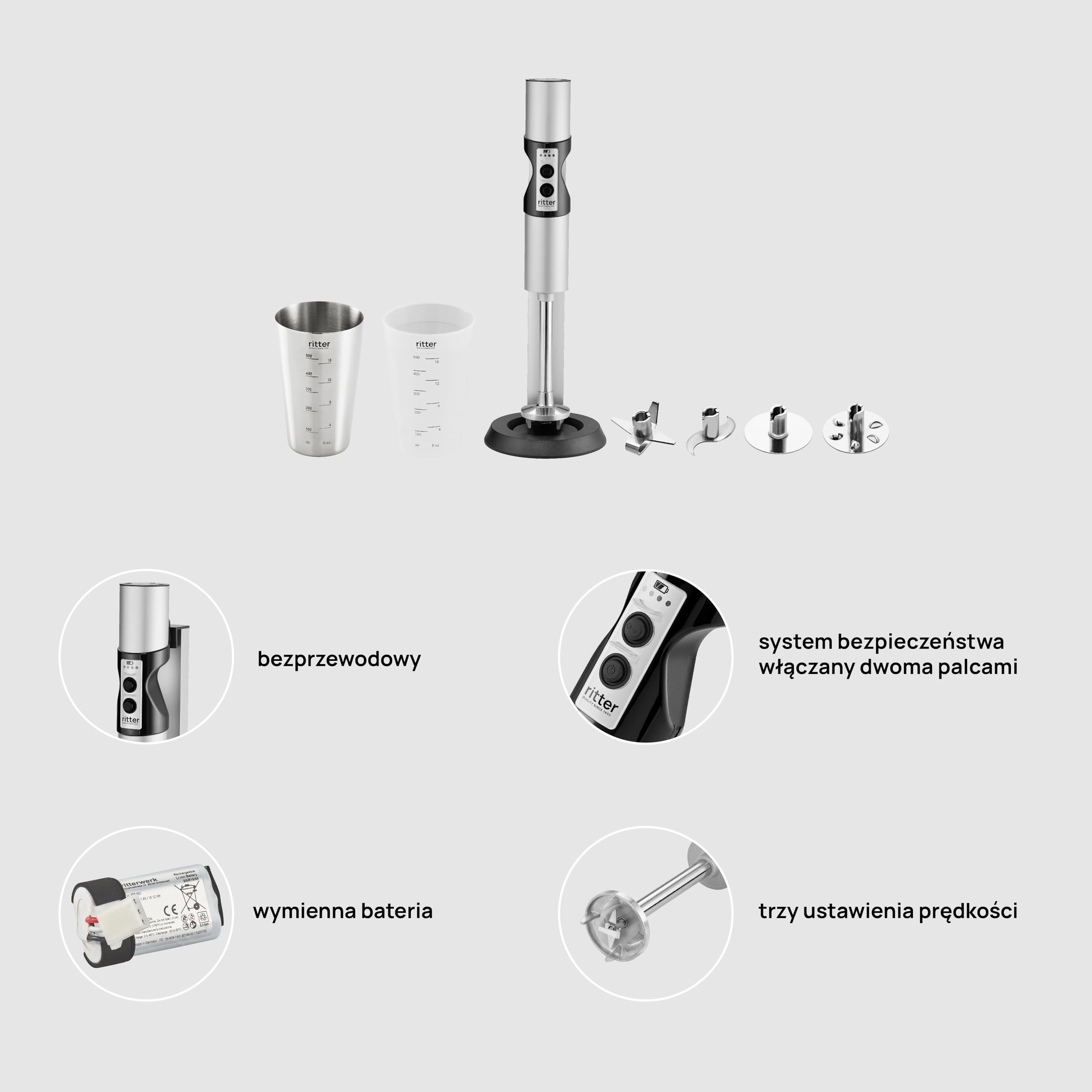 ritter stilo 7 Plus Bezprzewodowy Blender, Akumulator, Metalowy