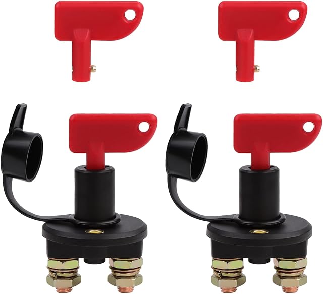 HSEAMALL 12V/24V Car Battery Isolator Switch, Power Kill Disconnect Cut Off Switch,2-Pack
